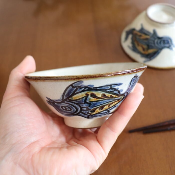 やちむん 陶眞窯 飯碗 小 魚紋 Yachimun Rice bowl small #250 | 和