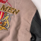 JUN MEN ジュンメン 袖革スタジャン グレージュ ブラック