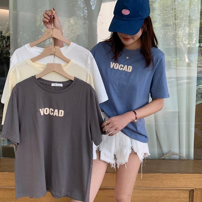 サマーラウンドネックTシャツ シャツ プリントトップス 夏物 Oネック 1号婦人92219862469