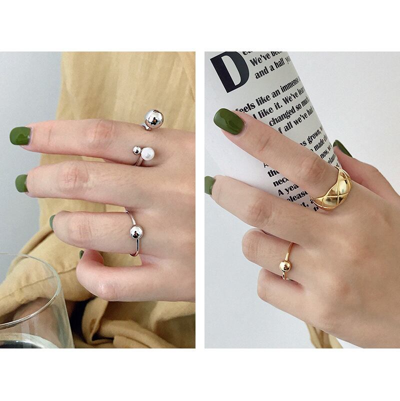 R043 リング ビーズ 指輪 silver925 シルバー ゴールド ニュアンス