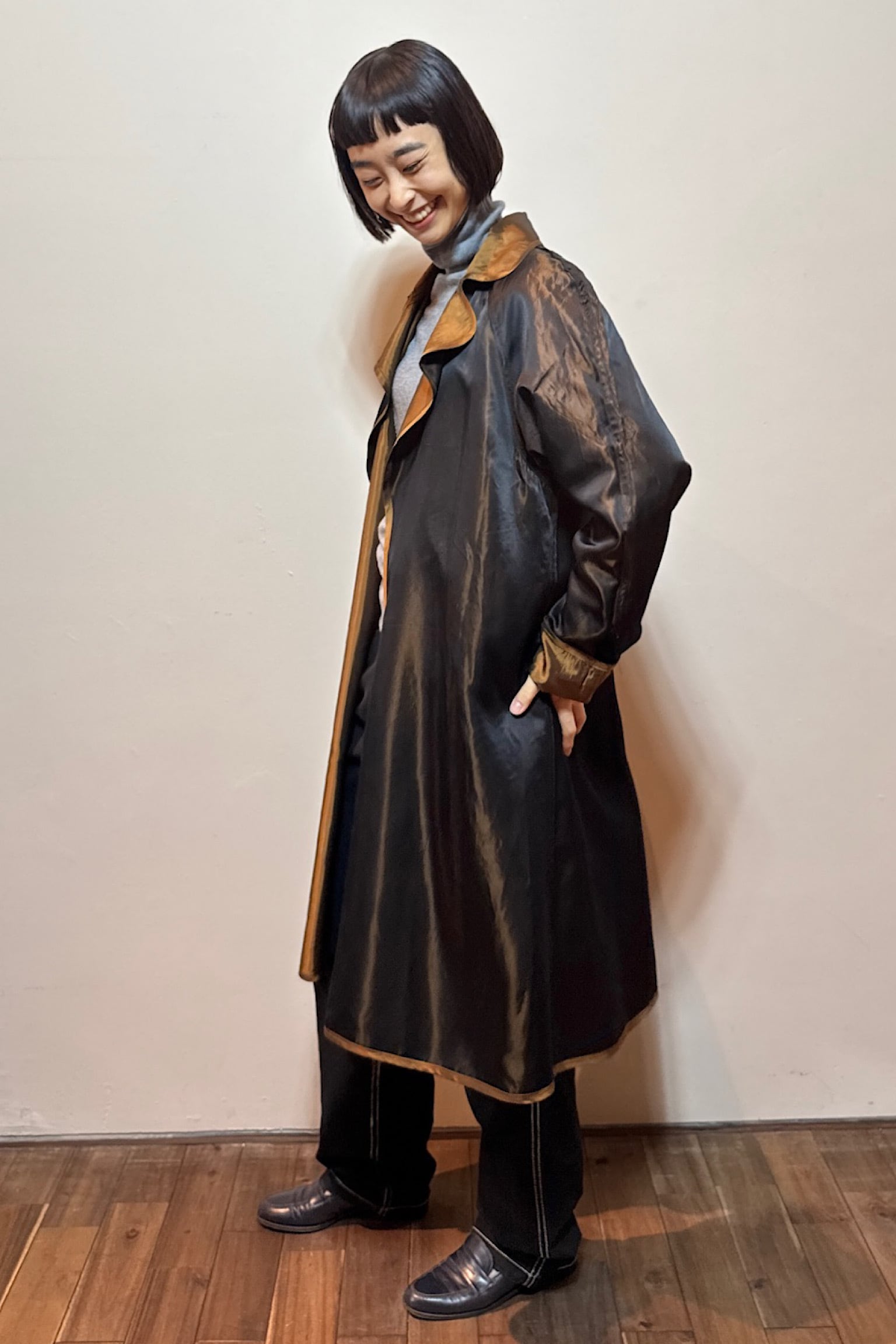 DAVE&JOHNNY ダークブラウン ガウンコート