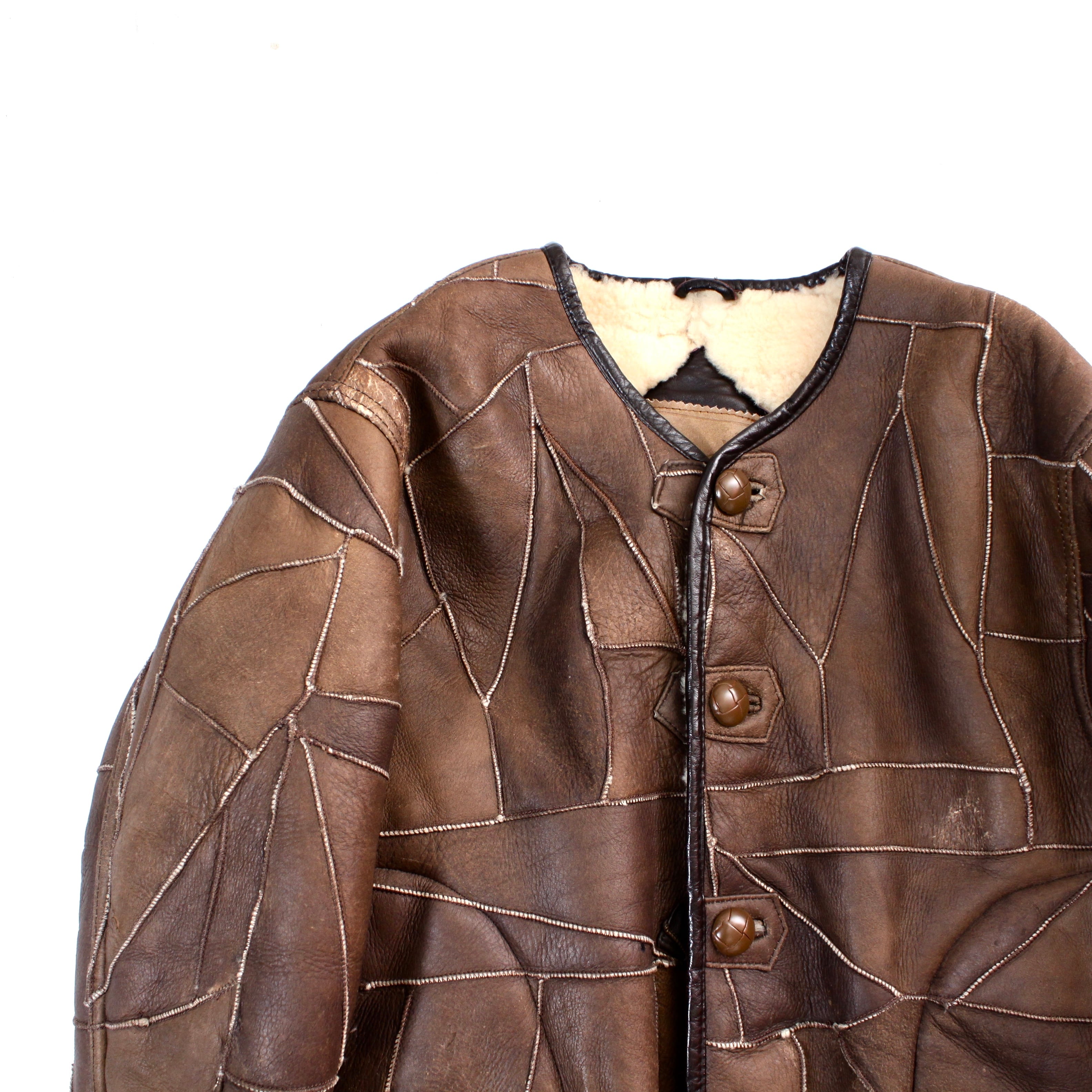 0746. 1980's issey miyake mouton jacket ダークブラウン パッチ ...