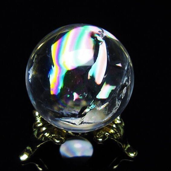アイリスクォーツ 水晶 丸玉 虹入り 26mm スフィア 置物 水晶玉 一点物 141-7072