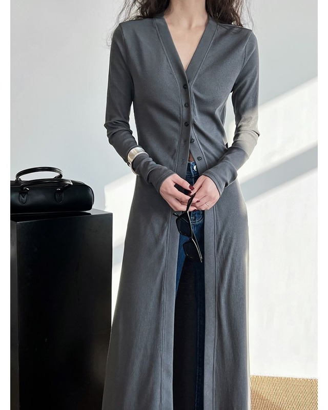 V-neck Maxi Cardigan N133