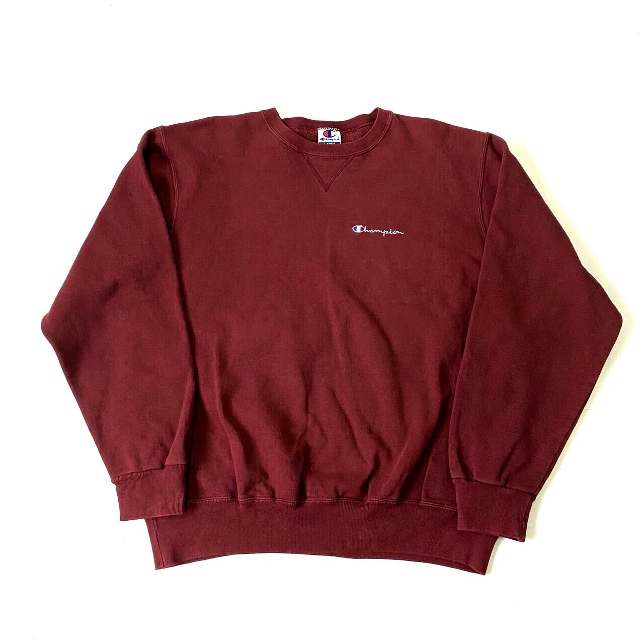 90年代 Champion チャンピオン ワンポイントロゴ 刺繍 スウェット メンズL 古着 90s ビンテージ ヴィンテージ 前Vガゼット ワインレッド ボルドー えんじ 【スウェット】【SWE30】【CS2211-40】 | cave 古着屋【公式】古着通販サイト powered by BASE