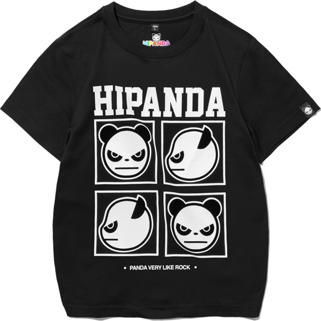 【HIPANDA 】キッズ 3011Tシャツ KID'S HIPANDA  PRINTED SHORT SLEEVED T-SHIRT / BLACK