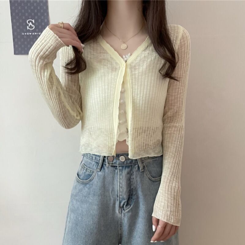 レディースサマースタイル薄手ニットカーディガンレース 夏物 ハンチェンe46748374073