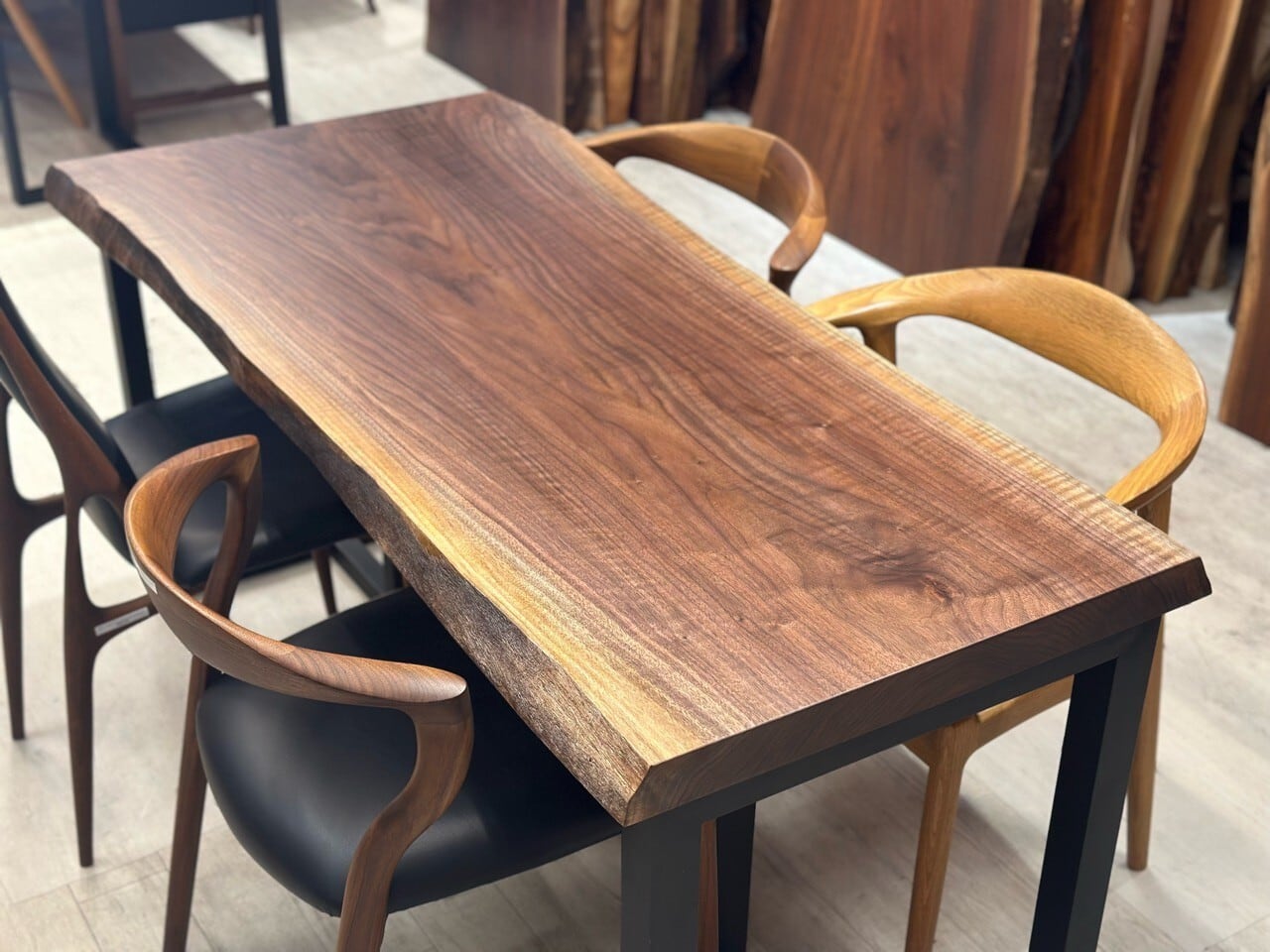ウォールナット_1500×600-630-680×53_浅草本店_テーブル天板/一枚板