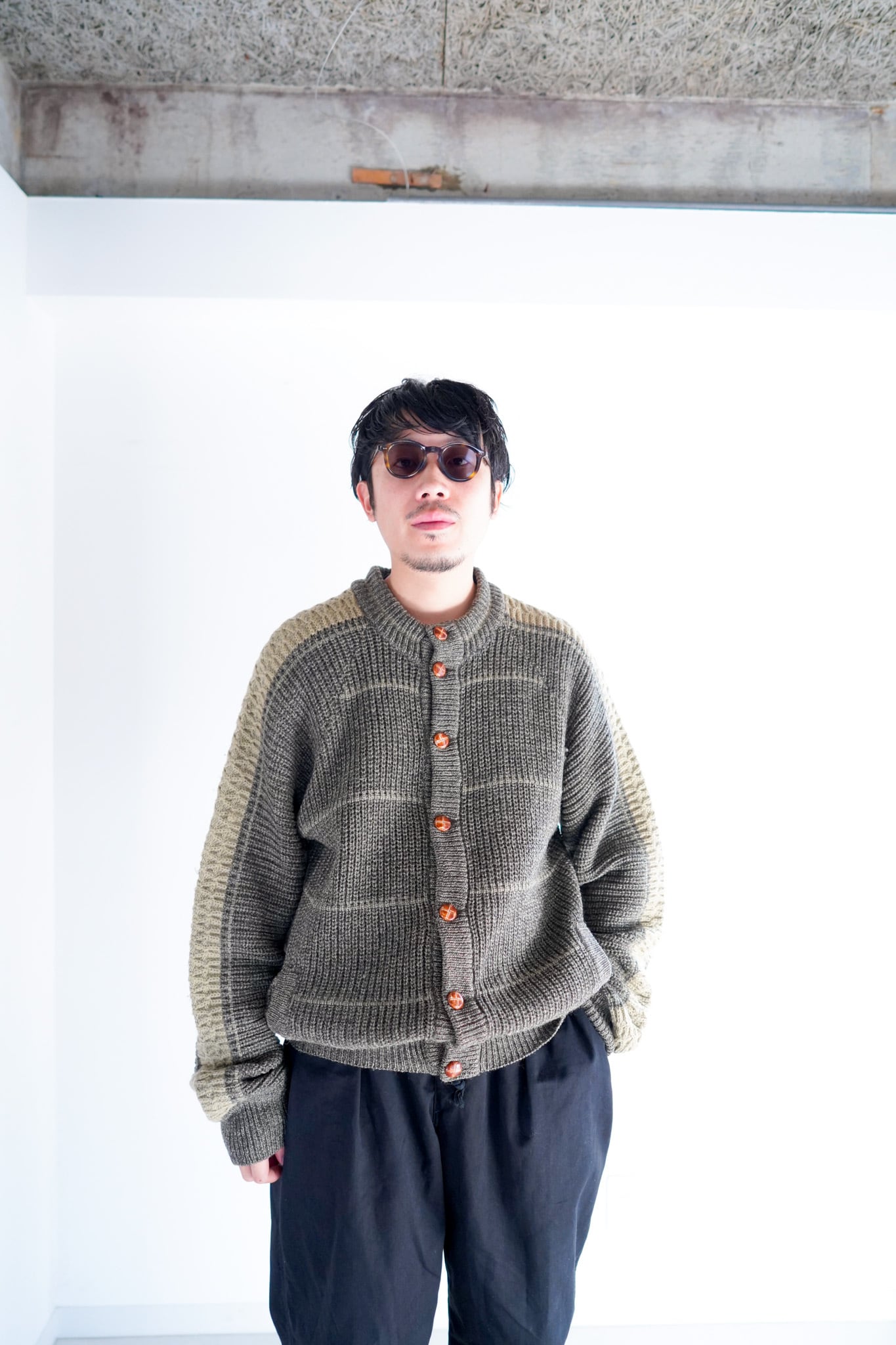【1980s】"Made in Italy, Full-open" Europe Knitting Sweater / 5-389
