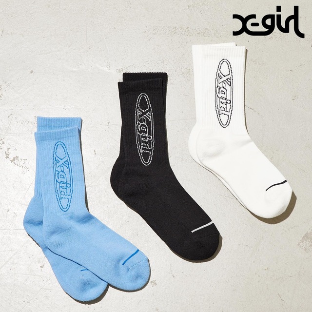 【X-girl】LINE OVAL LOGO RIB SOCKS