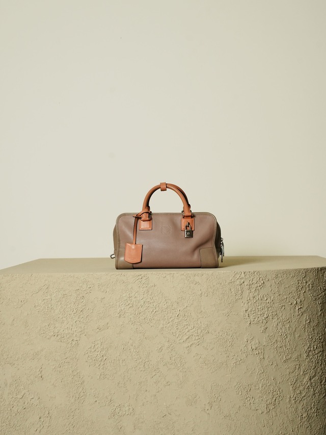 LOEWE ロエベ アマソナ28 ピンク×ベージュ×サーモンピンク シルバー金具 ハンドバッグ