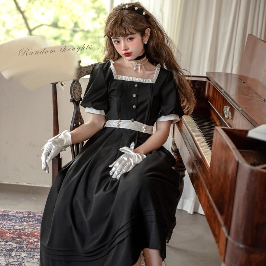 ゴスロリ通販 With U クラロリ フレンチワンピース スクエアネック