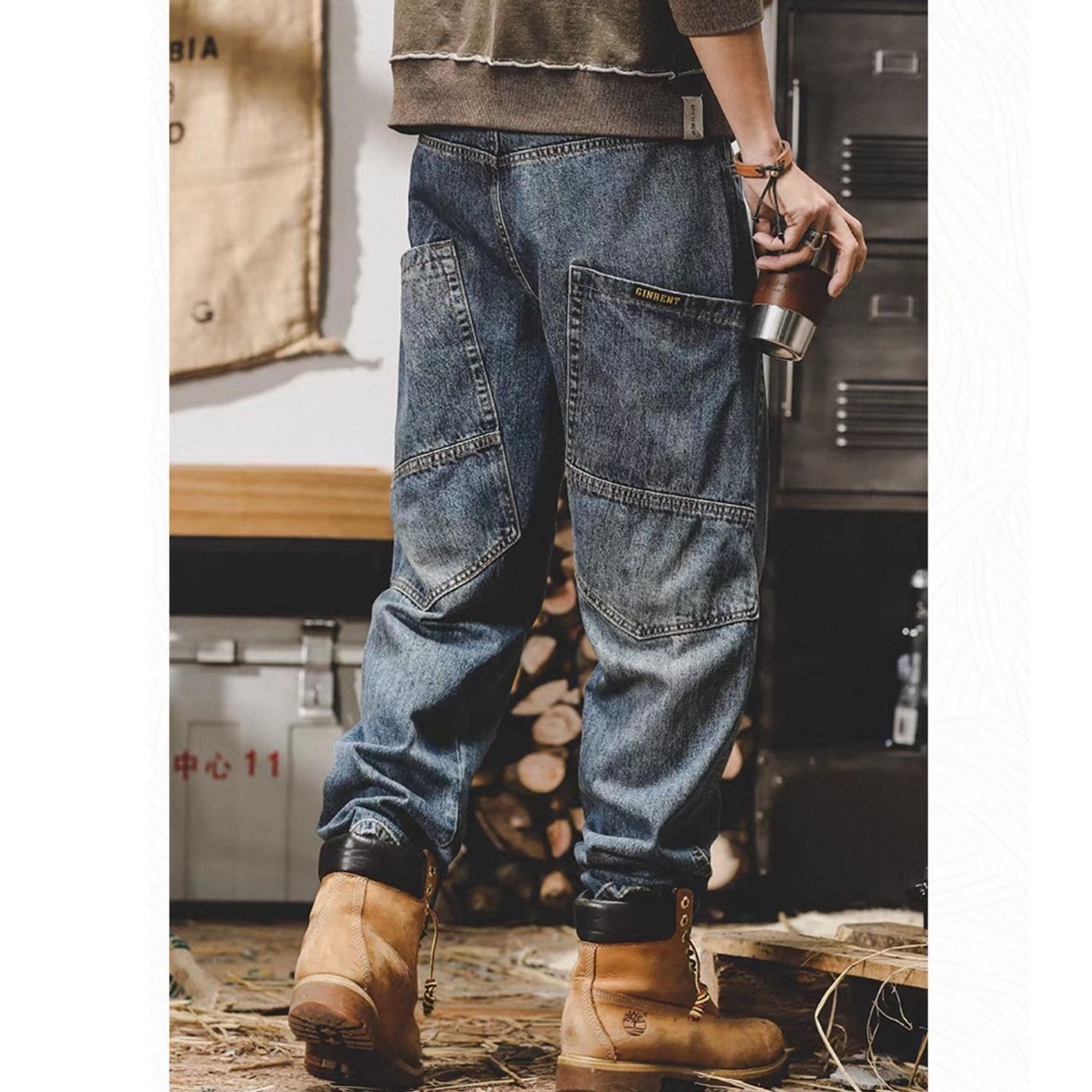 Workwear wide denim pants 1260 - 6