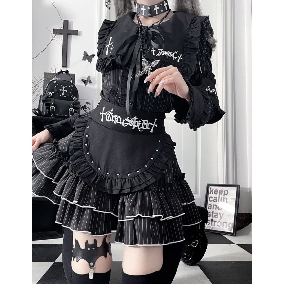 地雷系フリルエプロン付きセットアップ：スカート | Maiden's Rêve