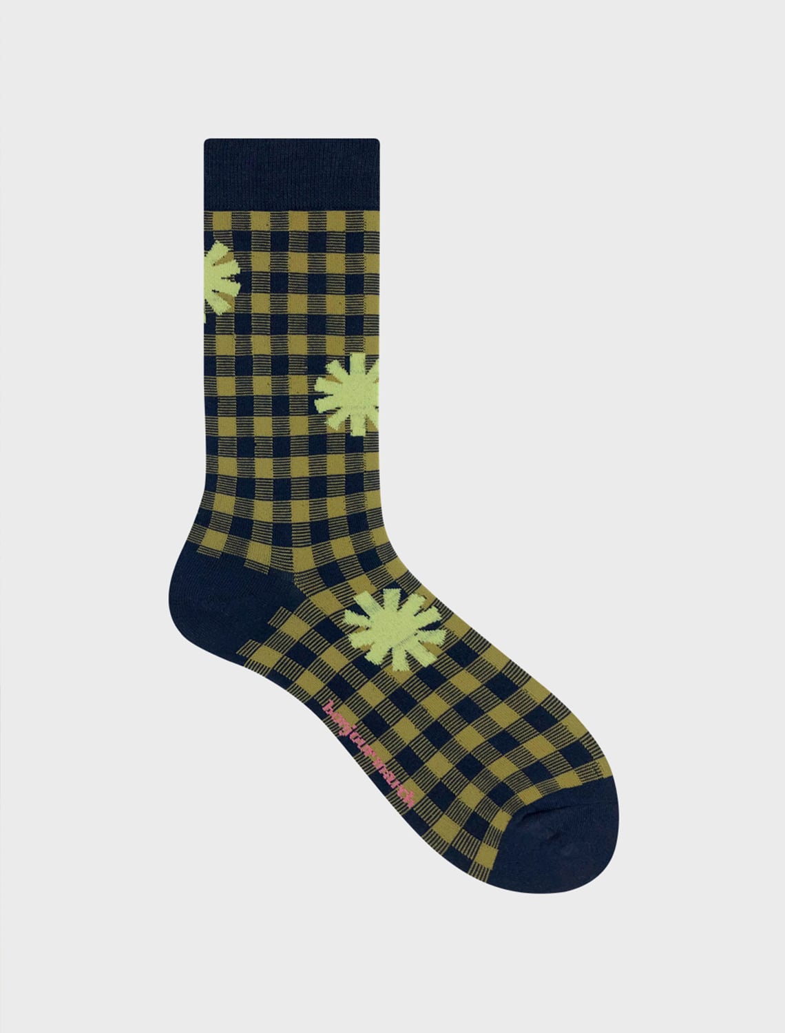 Flower stamp socks_navy