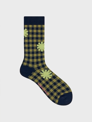 Flower stamp socks_navy