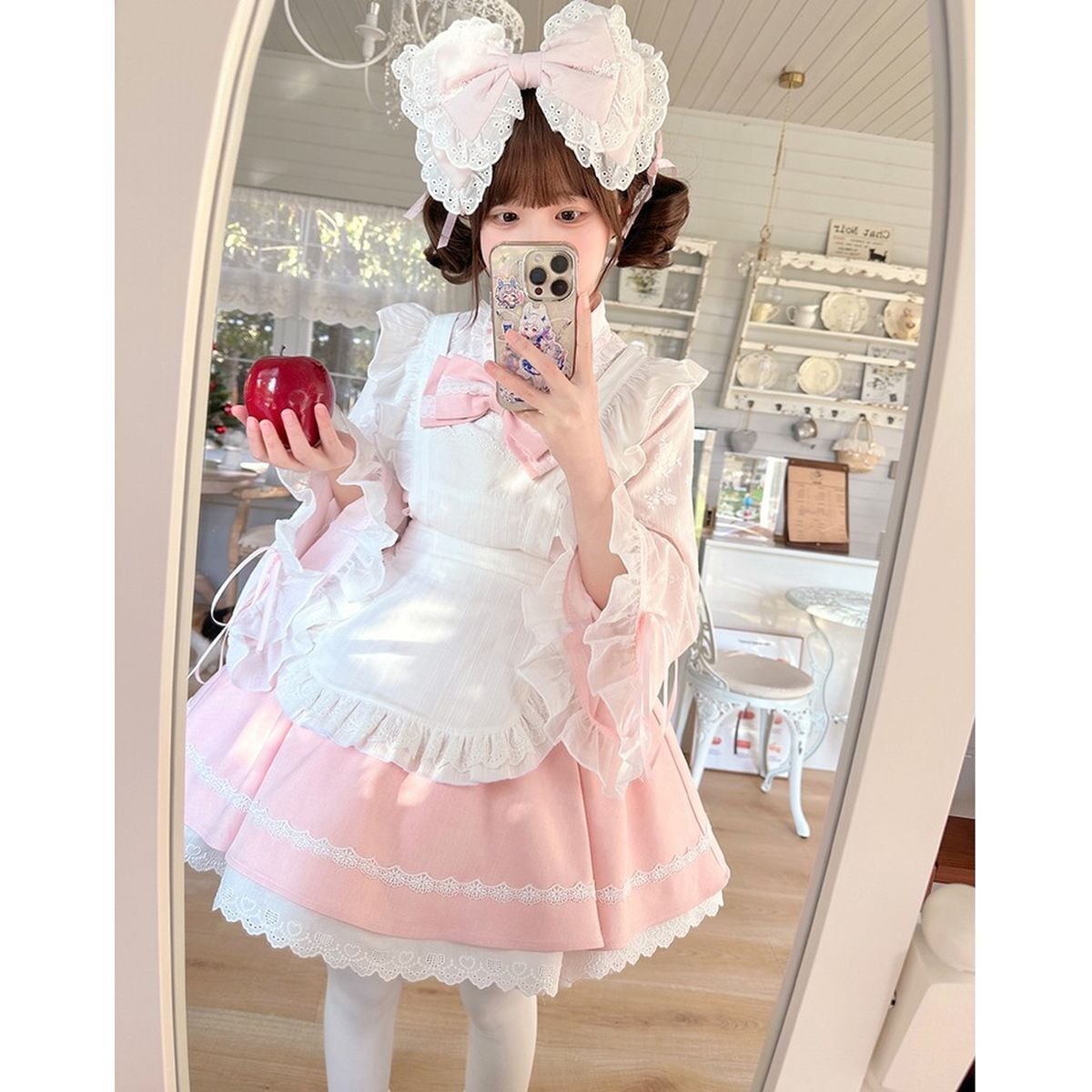 和風ピンクフリルメイド服セット | Maiden's Rêve