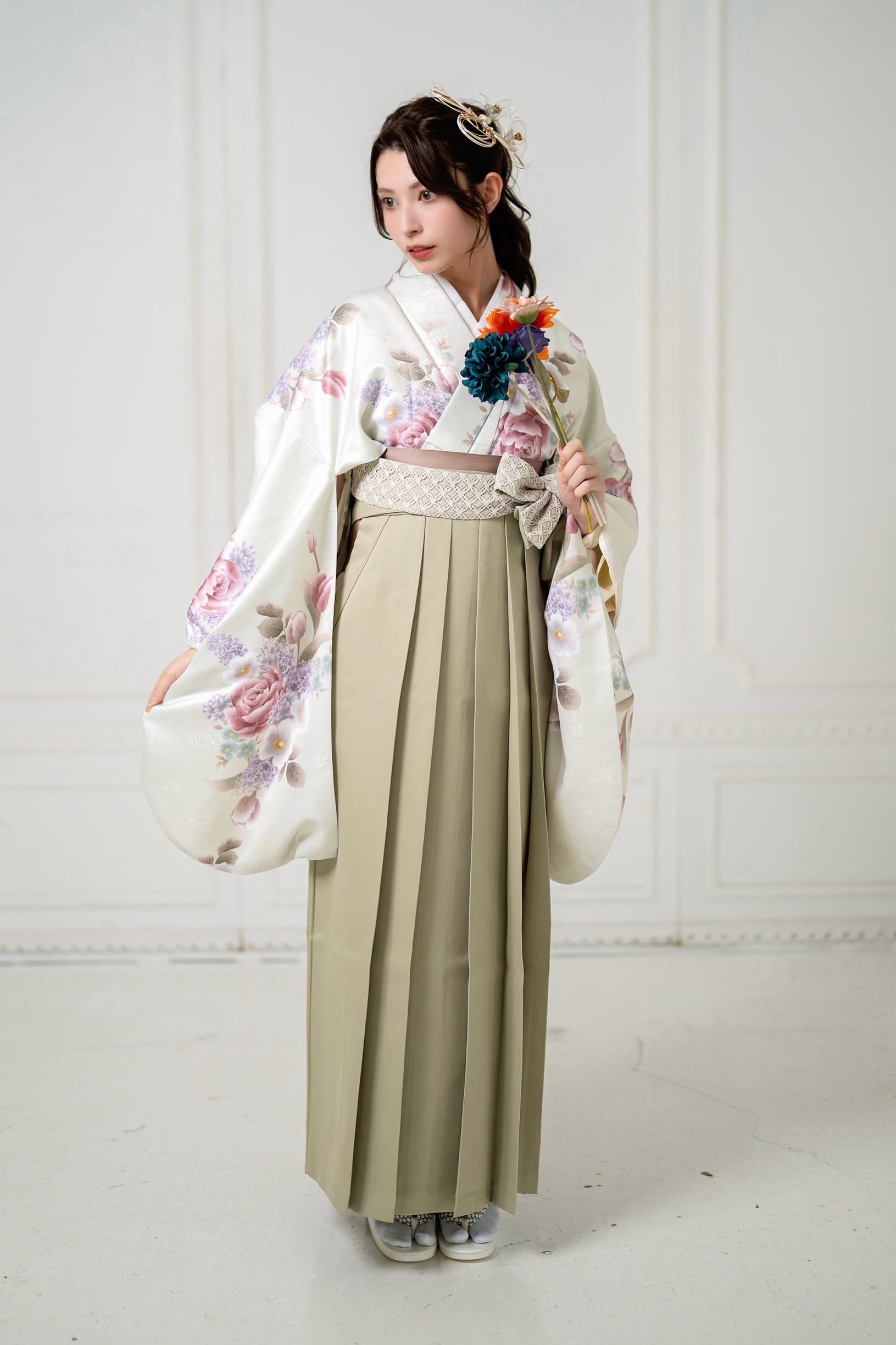 新作 着物ジェンヌ 袴3点セット 卒業式袴 ピンク系 ジオ
