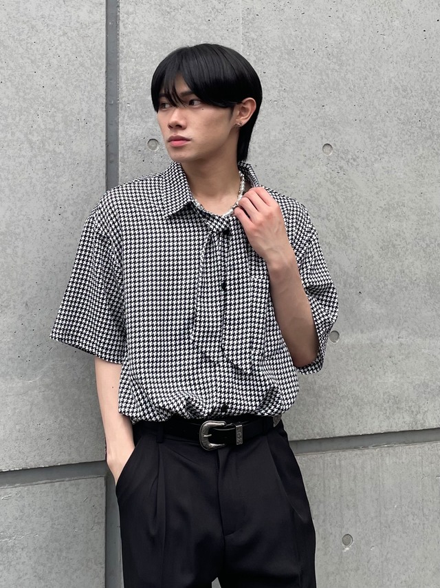 【ALUDE SELECT】 houndstooth pattarn necktie shirt