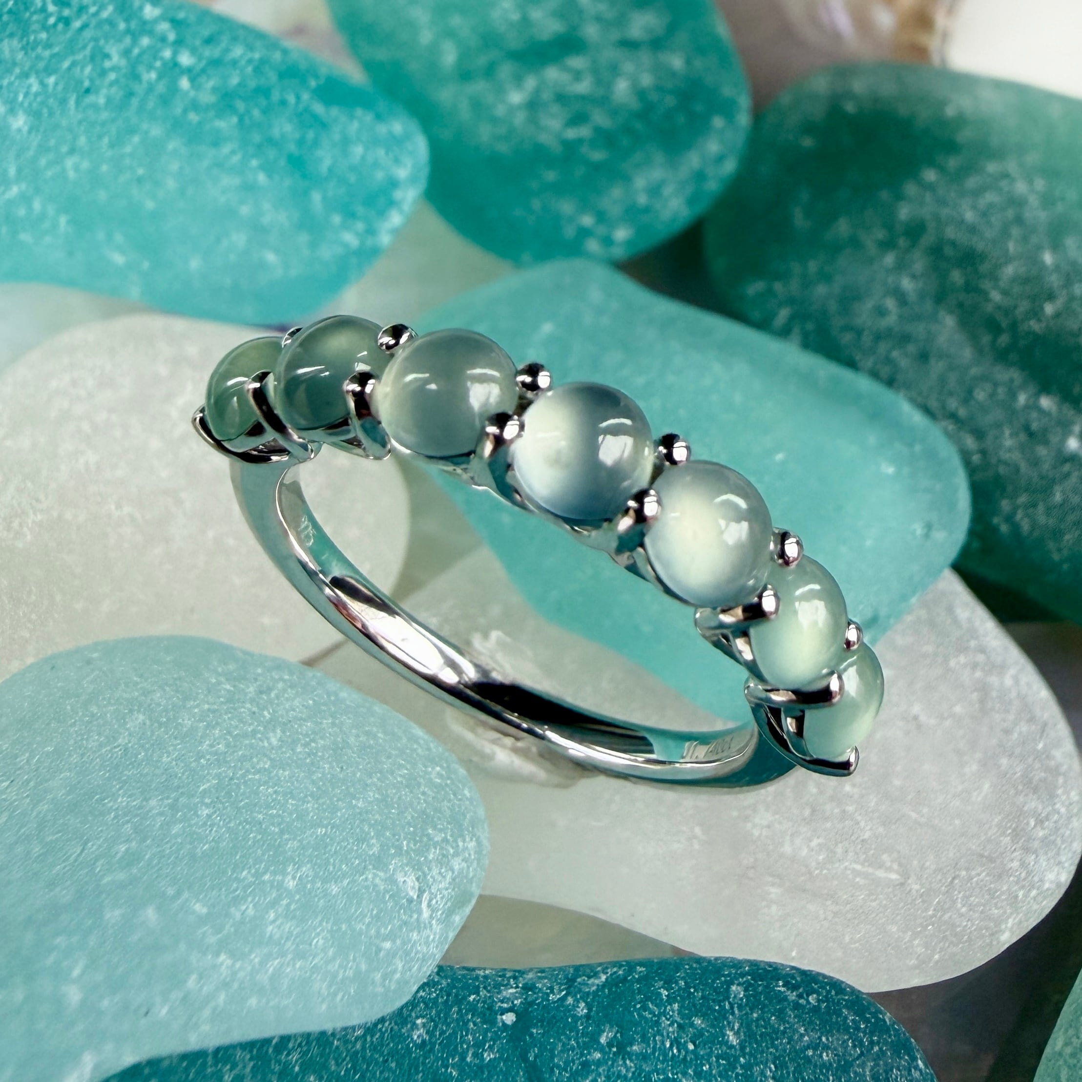 Ice Blue Jade AMU Silver Ring | Victorian Box