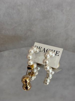 half hoop cotton pearl circle gold drop asymmetry