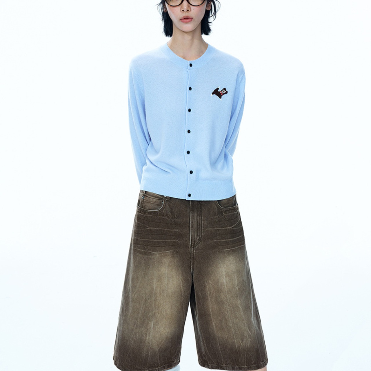 Dog Motif Knit Cardigan T3938