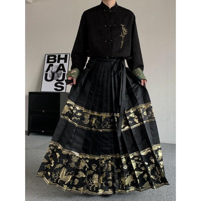 ゴールド刺繍ラップ袴風ボトムス 1color MPA0179