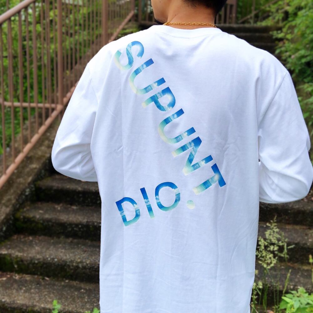 グラデーションブルー フリルデザイン Tシャツ Lサイズ 柄シャツ