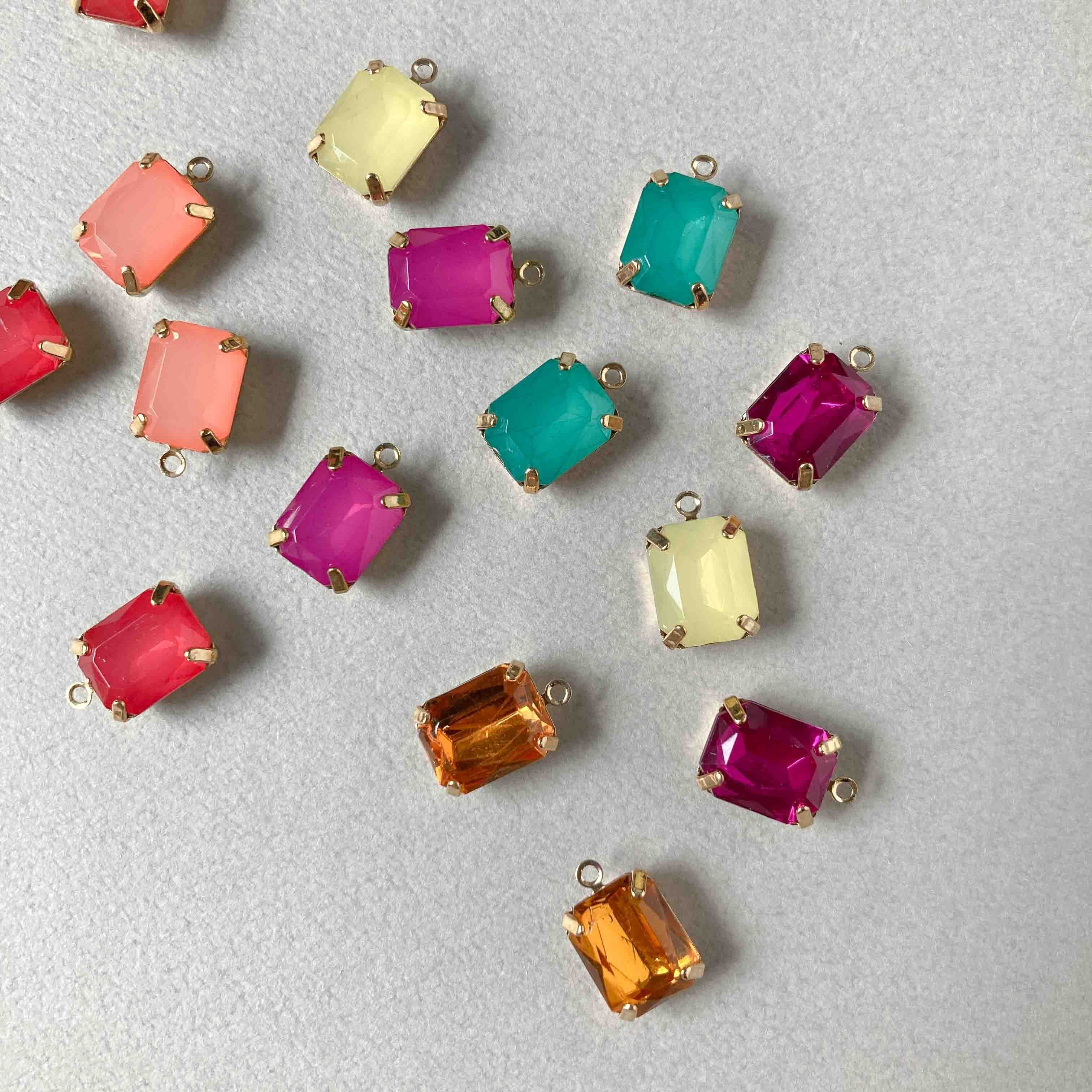 宝石風長方形ビジューチャーム（10mm） | Dua-アクセサリーパーツショップ
