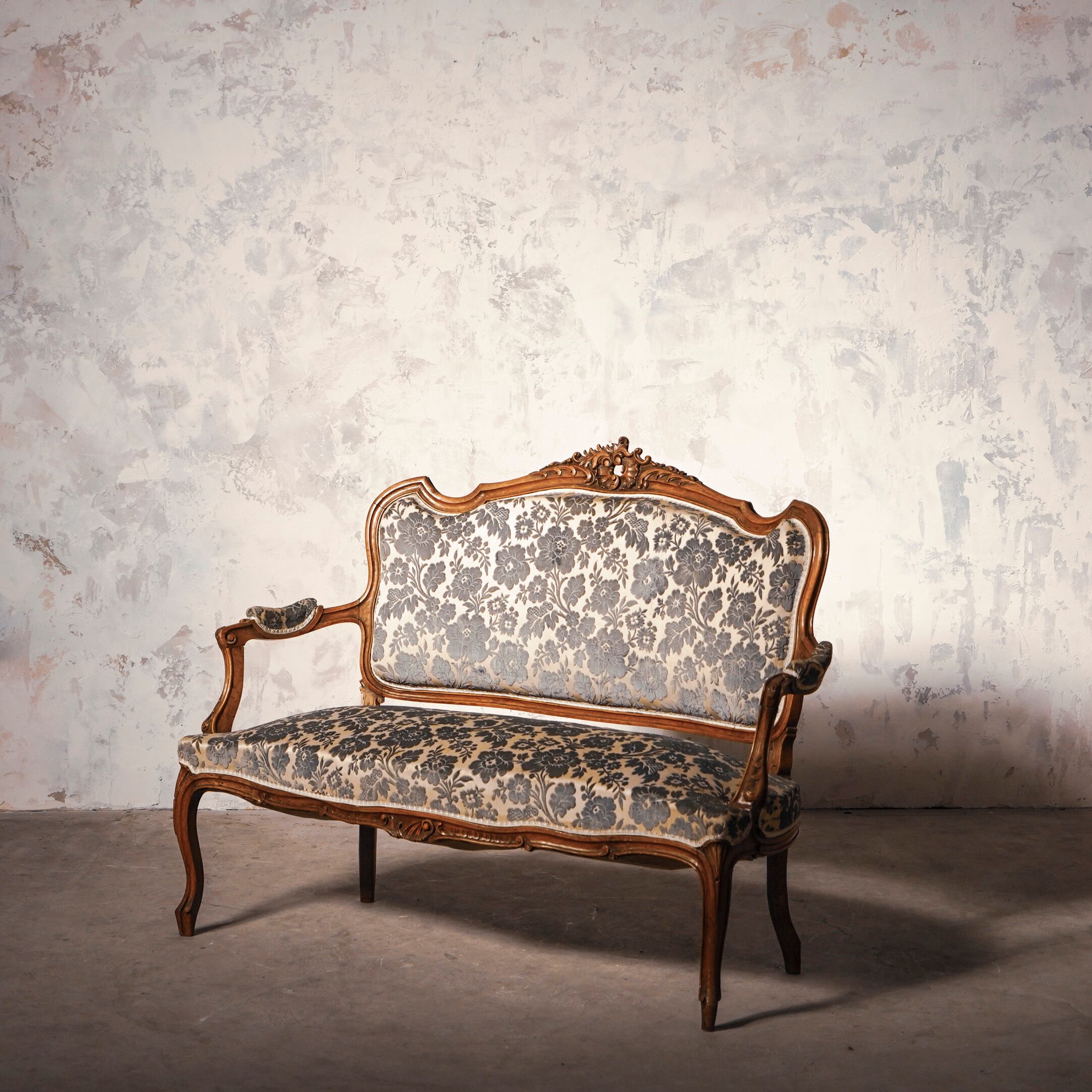 ソファ/フレンチ2シーターソファー/1900年代/フランスアンティーク/マホガニー/サロンソファー