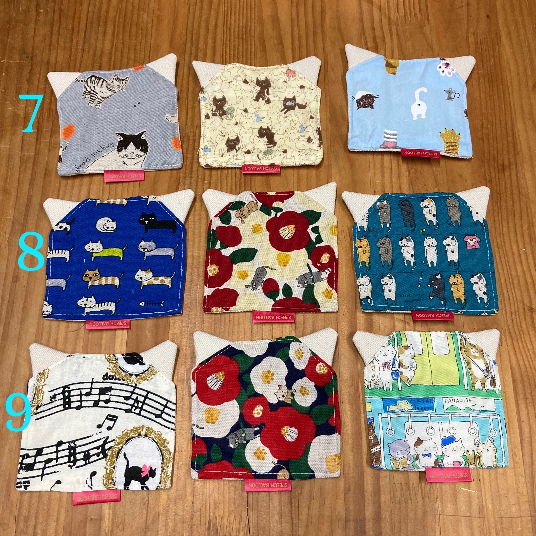 猫耳コースター 可愛い耳がついたコースター 柄の裏は帆布になっていて