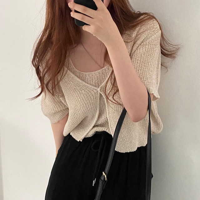 ノースリーブトップス&ニットカーディガン 2ピース　　10593