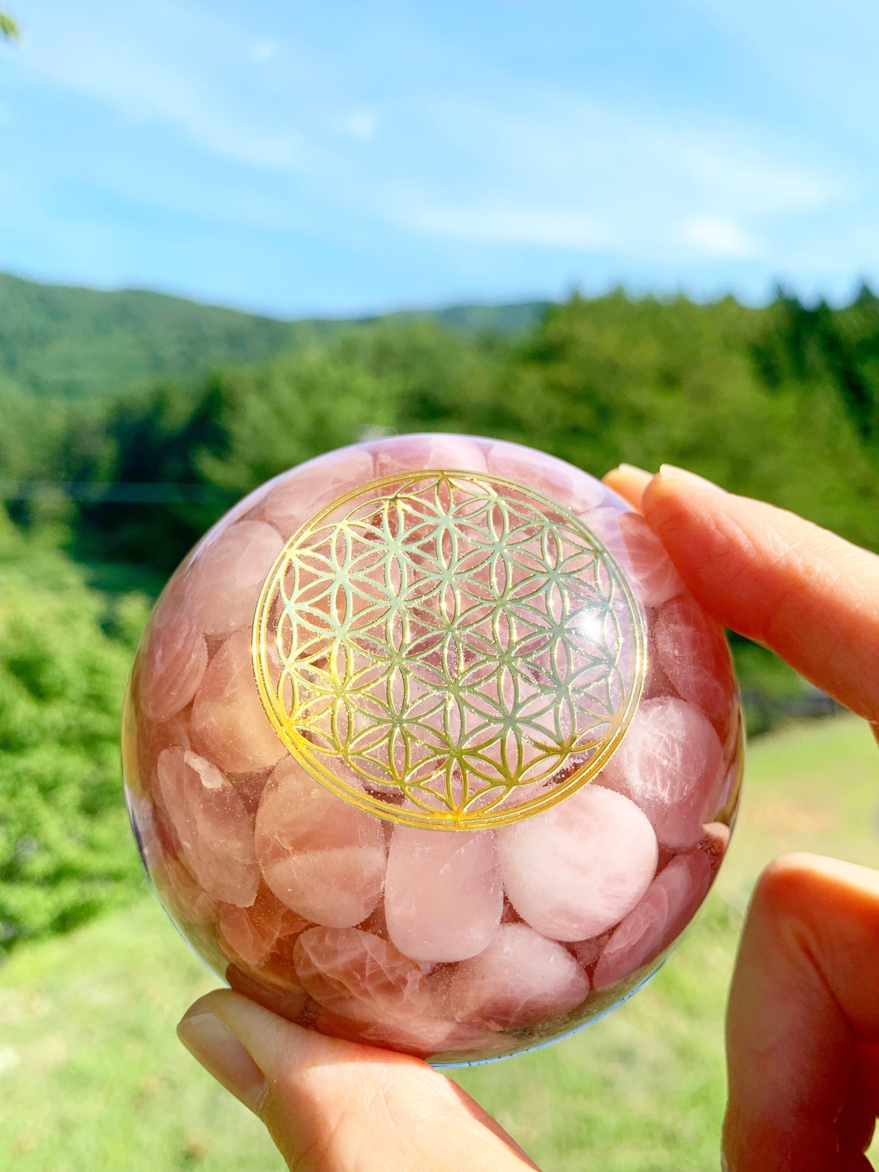 オルゴナイト バラ ・ディープローズクォーツ＆ ハーキマー