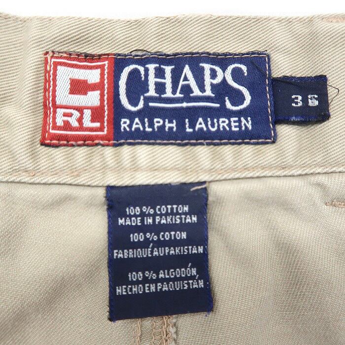 古着 90年代 チャップスラルフローレン CHAPS RALPH LAUREN ショートパンツ ハーフパンツ ツータック ベージュ ビンテージ  サイズ表記：36　gd80255