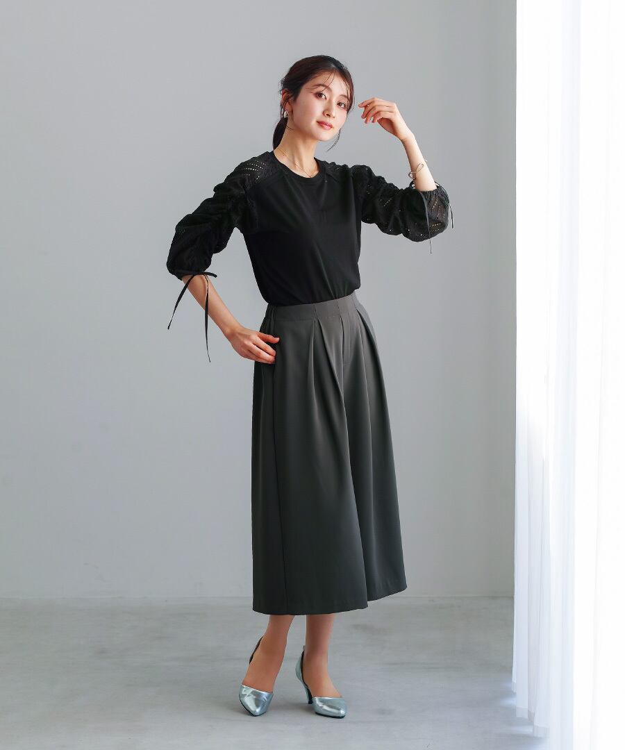 異素材MIX 】ドロスト付・刺繡レース切替プルオーバー（776074