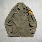 70s　U.S.ARMY　OG107　ユーティリティシャツ　ミリタリー　長袖シャツ　カーキ 古着