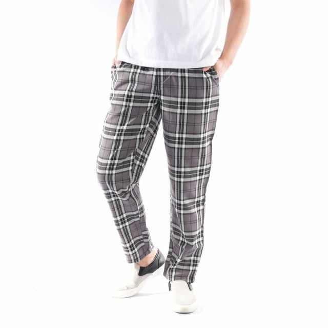 19春夏新作 チェックパンツ メンズ ワイドテーパード グレンチェック タータンチェック 春 夏 Taqadam