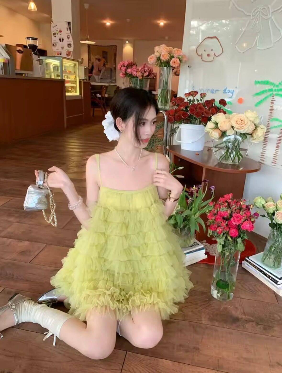 トップス】ライトグリーンチュールキャミ | NovemBirth
