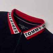 TOMMY HILFIGER トミーヒルフィガー 鹿の子 半袖 ポロワンピース M/ネイビー レディース