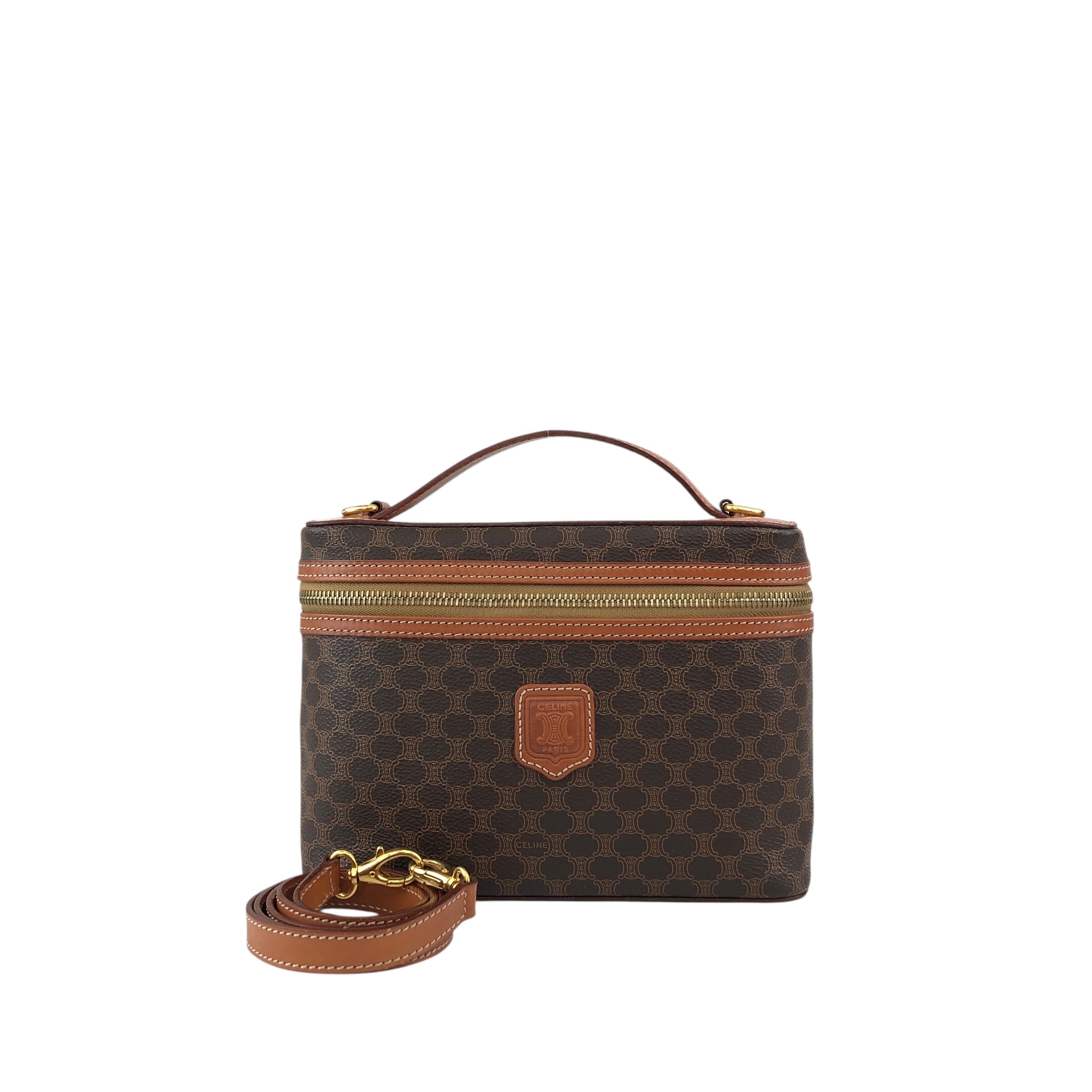 CELINE セリーヌ マカダム ショルダーバッグ ブラウン ブラゾン型押し