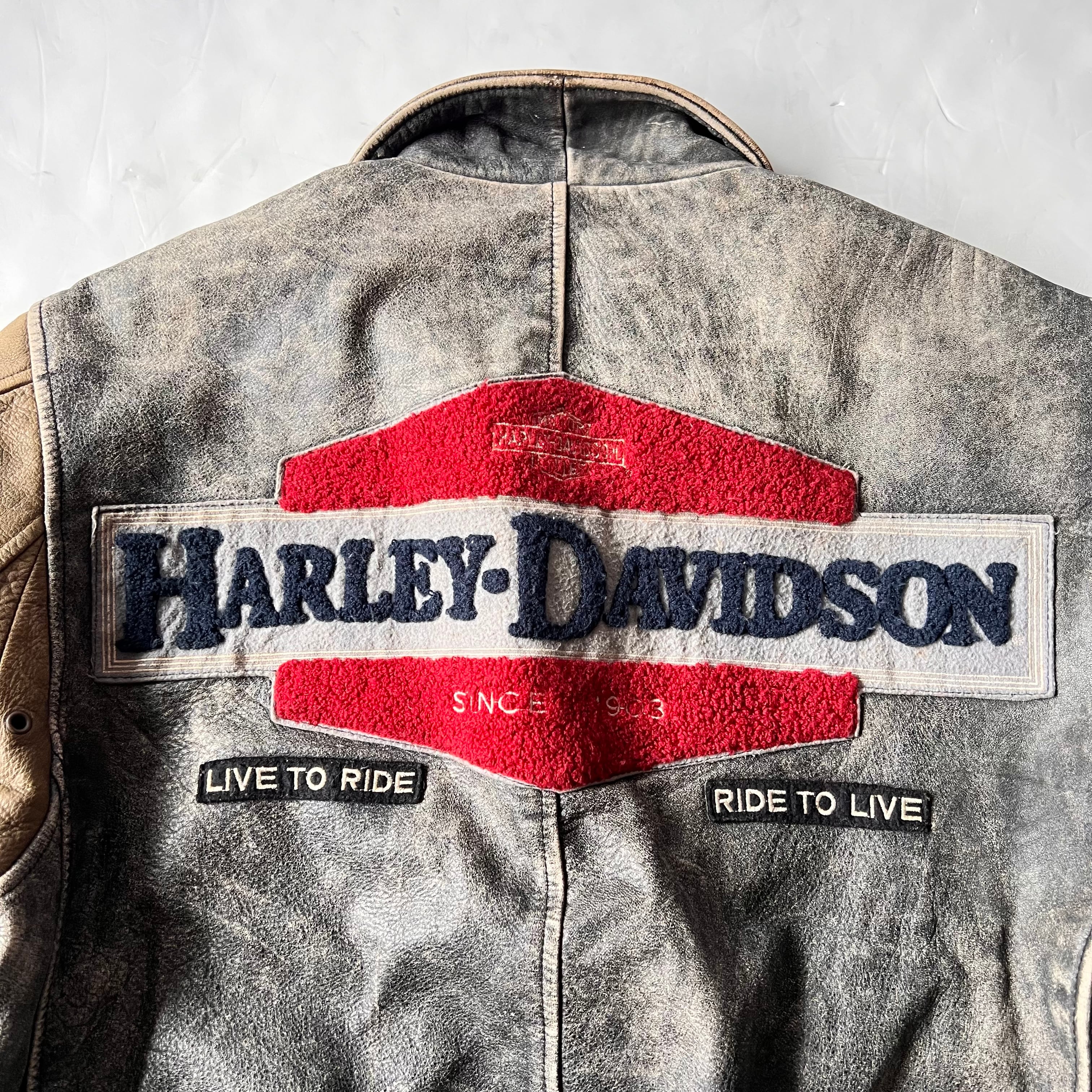 90s “Harley-Davidson” leather studium jamper 90年代 ハーレー