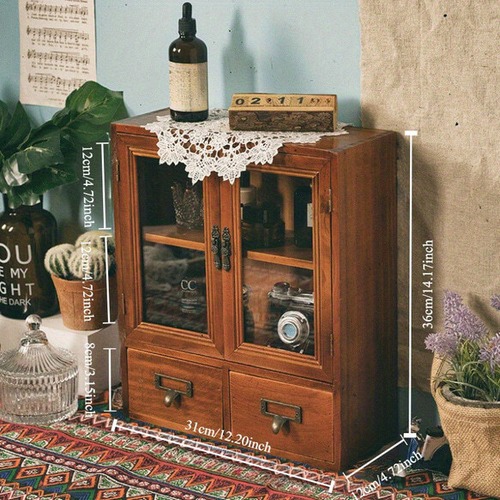 収納ボックス 木製 扉付き 幅31cm 引き出し付 メイク収納 化粧品収納 小物収納 収納棚 おしゃれ 北欧