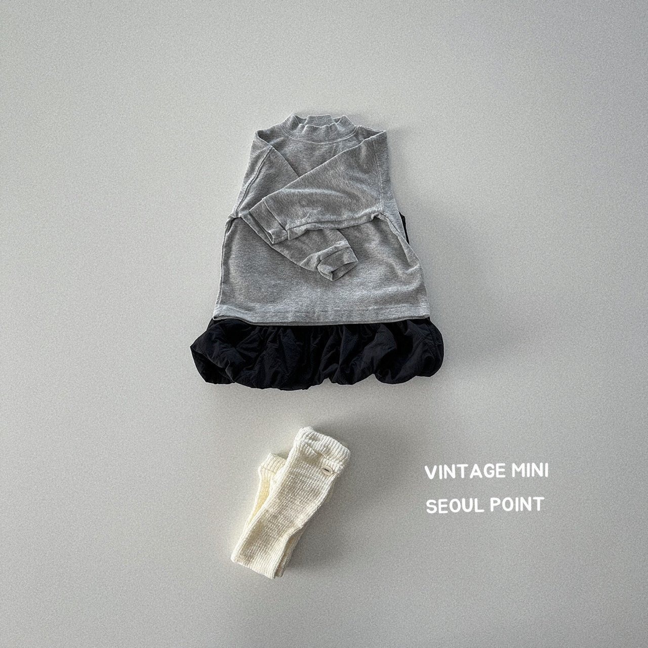 【mini point】キルティングレイヤードワンピース ブラック 90~130cm 240854 - 3