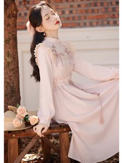 【0144】Pink Ribbon Girly Long Sleeve Dress