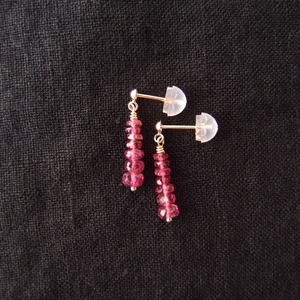 【K10YG】Rubellite Earrings／ルベライト スタッドピアス
