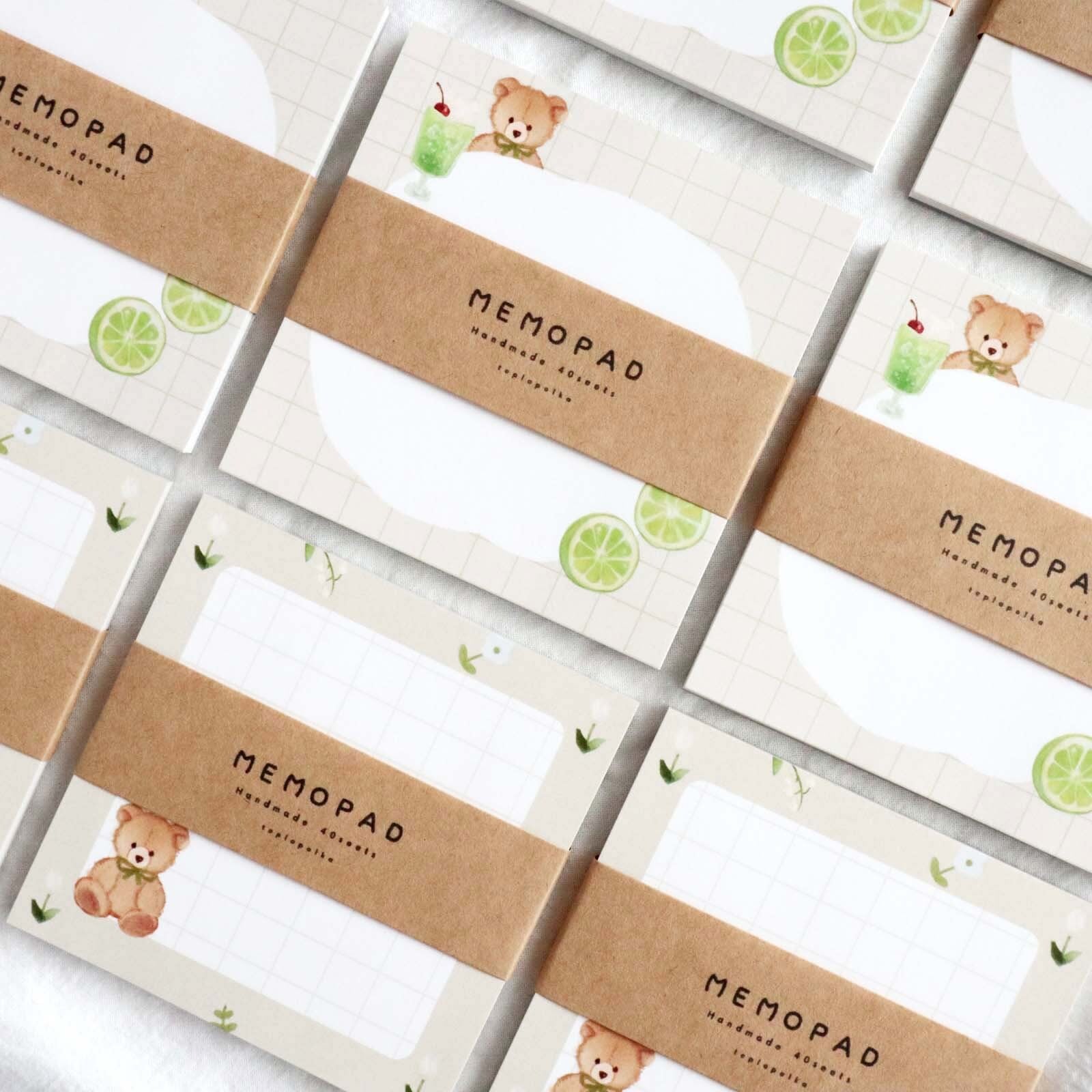 くまのメモ帳 green&white | teplopolka｜くまのほっこりグッズ 紙雑貨