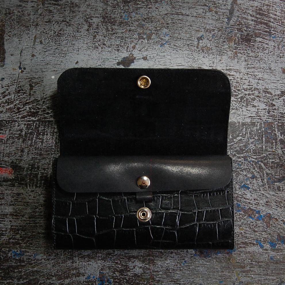 Long wallet 03 - 長財布 - クロコダイル型押し×アメリカバイソン