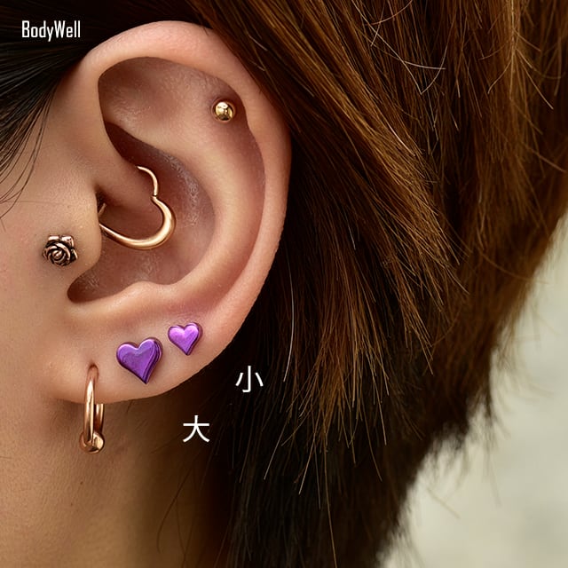 ボディピアス 16G カラバリ豊富 全8カラー ハート ストレートバーベル