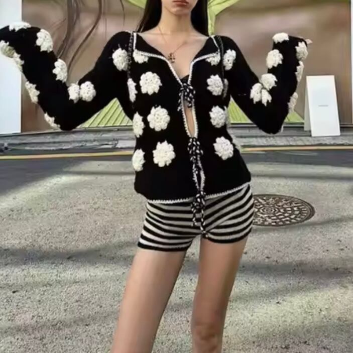 vintage flower knit cardigan