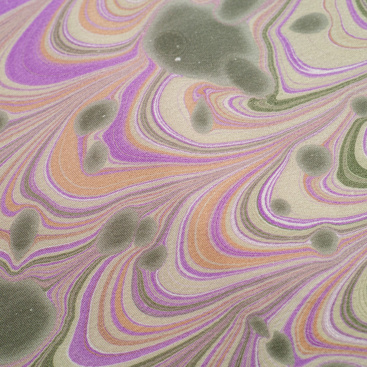 リバーシブル墨流し半巾帯 〔葡萄と抹茶とピスタチオクリーム〕ピーコック×ドット